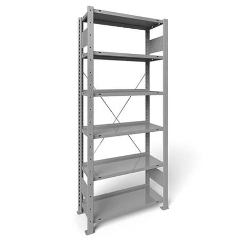 Akten-Steckregal COMPACT, einseitig, 6 Fachböden, HxB: 1850 x 750 mm, Lichtgrau, Grundregal - META Skladovací technika