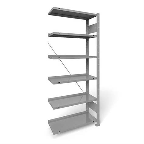 Akten-Steckregal COMPACT, einseitig, 6 Fachböden, HxB: 1850 x 750 mm, Lichtgrau, Anbauregal - META Skladovací technika