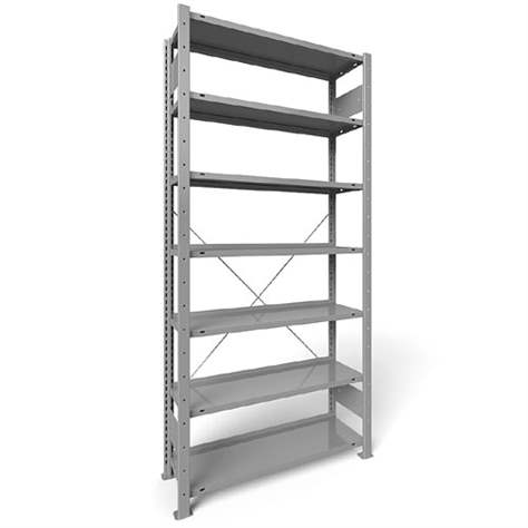 Akten-Steckregal COMPACT, einseitig, 7 Fachböden, HxB: 2200 x 1000 mm, Lichtgrau, Grundregal - META Skladovací technika