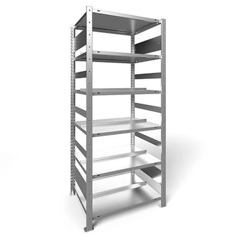 Akten-Steckregal COMPACT, doppelseitig, 6 Fachböden, HxB: 1850 x 750 mm, verzinkt, Grundregal - META Skladovací technika