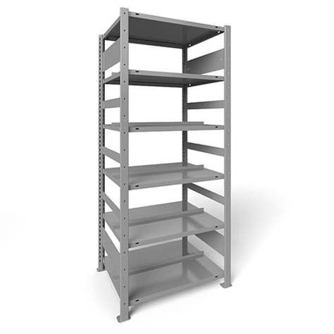 Akten-Steckregal COMPACT, doppelseitig, 6 Fachböden, HxB: 1850 x 750 mm, Lichtgrau, Grundregal - META Skladovací technika