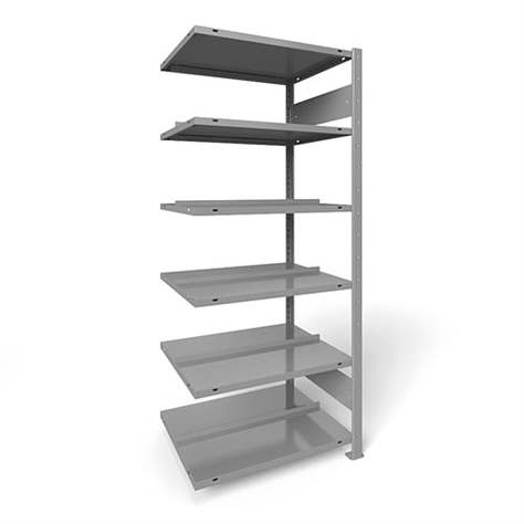 Akten-Steckregal COMPACT, doppelseitig, 6 Fachböden, HxB: 1850 x 750 mm, Lichtgrau, Anbauregal - META Skladovací technika