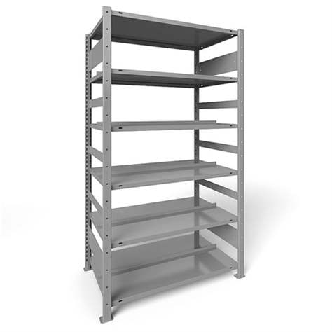 Akten-Steckregal COMPACT, doppelseitig, 6 Fachböden, HxB: 1850 x 1000 mm, Lichtgrau, Grundregal - META Skladovací technika