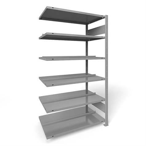 Akten-Steckregal COMPACT, doppelseitig, 6 Fachböden, HxB: 1850 x 1000 mm, Lichtgrau, Anbauregal - META Skladovací technika