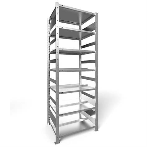 Akten-Steckregal COMPACT, doppelseitig, 7 Fachböden, HxB: 2200 x 750 mm, verzinkt, Grundregal - META Skladovací technika