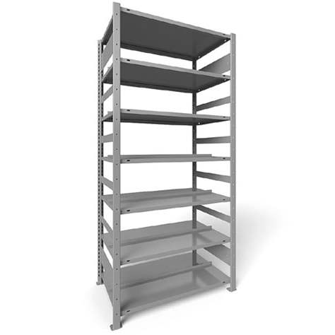 Akten-Steckregal COMPACT, doppelseitig, 7 Fachböden, HxB: 2200 x 1000 mm, Lichtgrau, Grundregal - META Skladovací technika