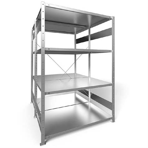 Steckregal CLIP S3, doppelseitig, V: 2000 mm, 2 x 5 Fachböden 1300 x 800 mm, Traglast 230 kg, verzinkt, Grund-Element - META Skladovací technika