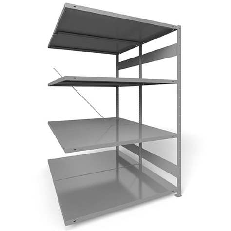 Dvojstranný regál CLIP S3, V: 2000 mm, 2 x 5 polic 1300 x 800 mm, nosnosť 230 kg, šedý, pridavný - META Skladovací technika