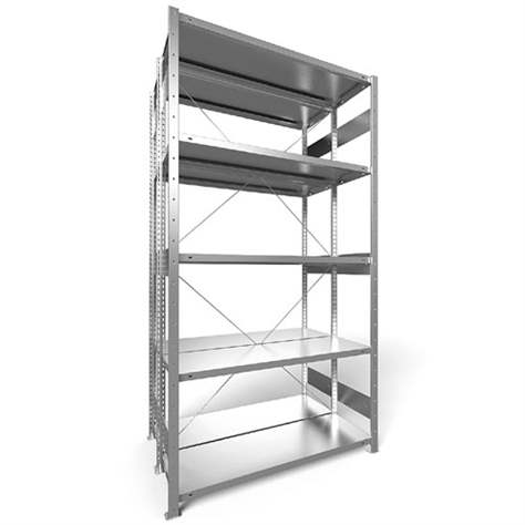 Dvojstranný regál CLIP S3, V: 2500 mm, 2 x 6 polic 1300 x 400 mm, nosnosť 230 kg, pozinkovaný, základný - META Skladovací technika