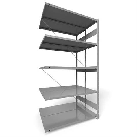 Dvojstranný regál CLIP S3, V: 2500 mm, 2 x 6 polic 1300 x 500 mm, nosnosť 230 kg, šedý, pridavný - META Skladovací technika