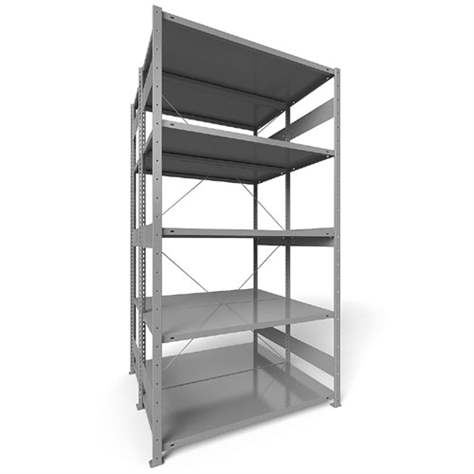 Dvojstranný regál CLIP S3, V: 2500 mm, 2 x 6 polic 1300 x 600 mm, nosnosť 230 kg, šedý, základný - META Skladovací technika