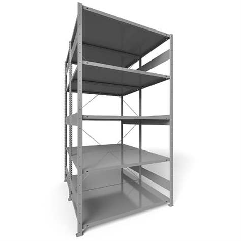 Dvojstranný regál CLIP S3, V: 2500 mm, 2 x 6 polic 1300 x 800 mm, nosnosť 230 kg, šedý, základný - META Skladovací technika