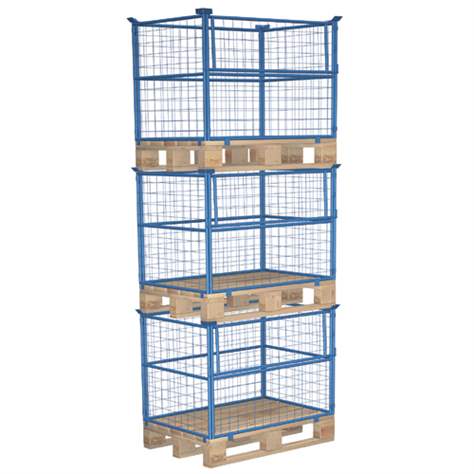 Aufsatzrahmen mit Klappe, Höhe 1600 mm, für Palette 1200x1000 mm, blau - Cordes - Bild2