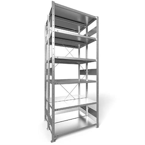 Steckregal CLIP S3, doppelseitig, V: 2500 mm, 2 x 6 Fachböden 1000 x 300 mm, Traglast 150 kg, verzinkt, Grund-Element - META Skladovací technika