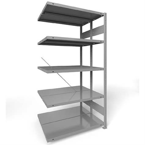 Steckregal CLIP S3, doppelseitig, V: 2000 mm, 2 x 5 Fachböden 1000 x 800 mm, Traglast 230 kg, Lichtgrau RAL7035, Anbau-Element - META Skladovací technika