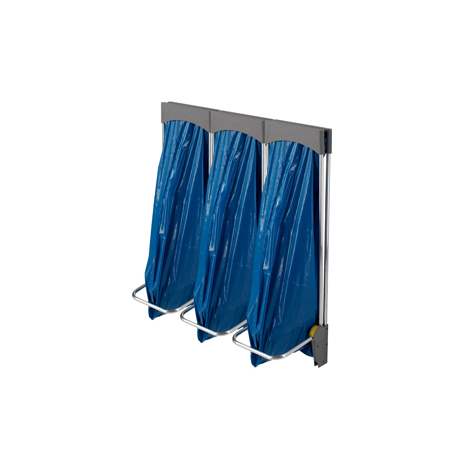 Müllsackständer CLAP, automatisches Schließen, Volumen 3x120 l, fußbetätigt, wandhängende Ausführung