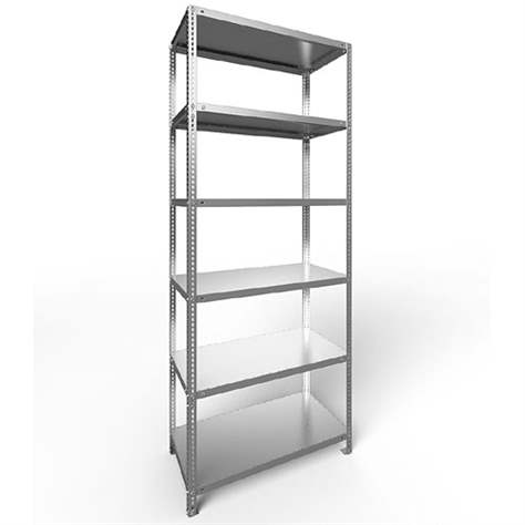 Regál šroubovaný FIX, 6 polic, v x š x h: 2500 x 1000 x 500 mm, nosnost 150 kg, pozinkovaný, základní - META Skladovací technika
