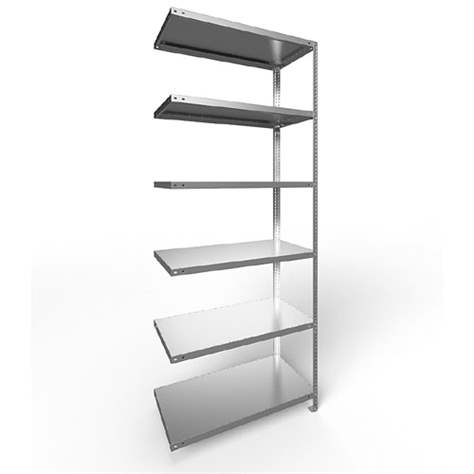 Regál šroubovaný FIX, 6 polic, v x š x h: 2500 x 1000 x 500 mm, nosnost 150 kg, pozinkovaný, přídavný - META Skladovací technika