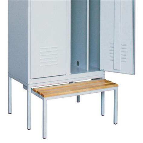 Ausziehbare Sitzbank unter die Spindeschränke, Sitzfläche aus Holzleisten, Breite 800 mm - Malow - Bild3