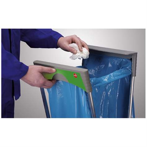 Müllsackständer CLAP, automatisches Schließen, Volumen 3x120 l, fußbetätigt, wandhängende Ausführung - Bild3