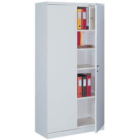 Dulap metalic cu polițe și cu dulăpior interior cu cheie tip compartiment de sigurantă interior, HxLxl: 1990x1000x435 mm, corp gri RAL7035 / uși gri RAL7035 - Malow