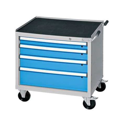 Cărucior tip dulap atelier mobil cu sertare pentru scule, HxLxl: 763 x 731 x 780 mm, 4 sertare, verde RAL6011 - Polak CZ, s.r.o. - imagine2