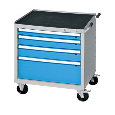 Cărucior tip dulap atelier mobil cu sertare pentru scule, HxLxl: 863 x 731 x 780 mm, 4 sertare, verde RAL6011 - Polak CZ, s.r.o. - imagine2