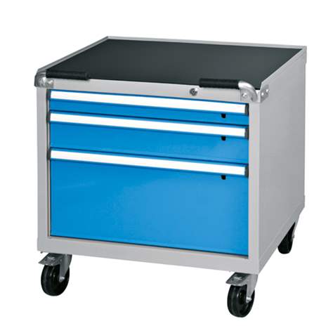 Cărucior tip dulap atelier mobil cu sertare pentru scule, HxLxl: 763 x 731 x 780 mm, 3 sertare, albastru RAL5012 - Polak CZ, s.r.o. - imagine2