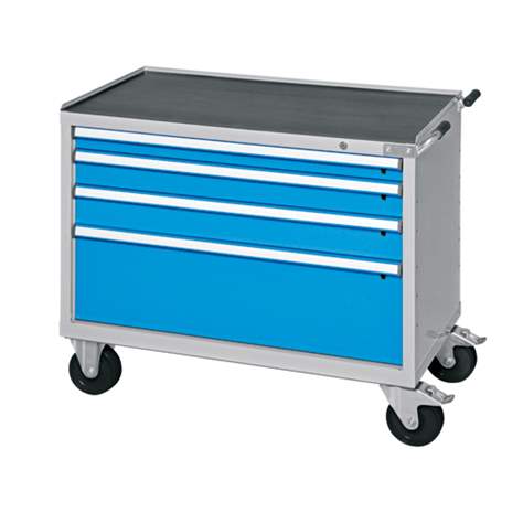 Cărucior tip dulap atelier mobil cu sertare pentru scule, HxLxl: 908 x 1037 x 780 mm, 4 sertare, verde RAL6011 - Polak CZ, s.r.o. - imagine2