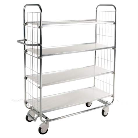 Cărucior cu polițe, galvanizat zincat, 4 etaje, cap. port. 250 kg, lxLxH: 1195x470x1590 mm - Konga Mekaniska Verkstad AB