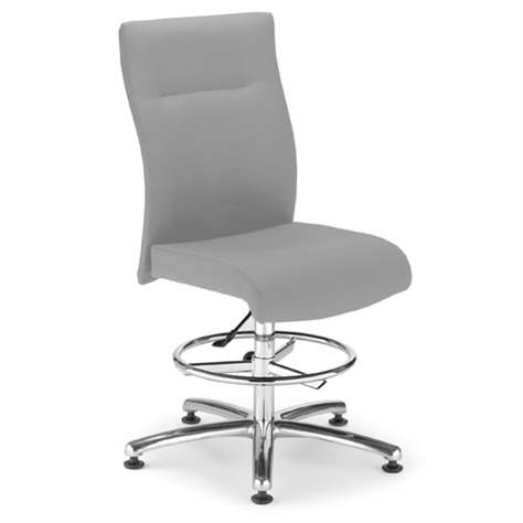 Arbeitsdrehstuhl NEO, Topmodell, hoch mit Fußring, Stoffbezug - hellgrau - Nowy Styl Group