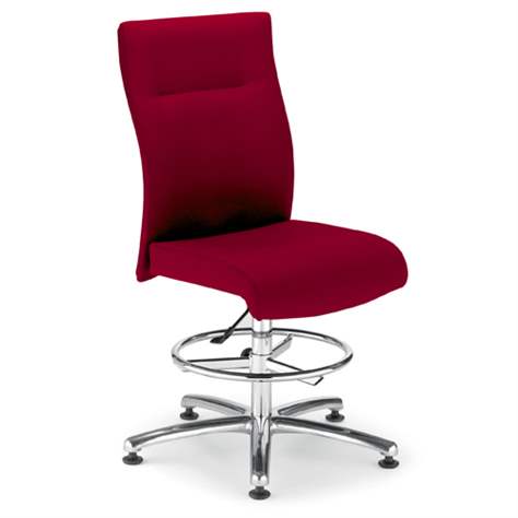 Arbeitsdrehstuhl NEO, Topmodell, hoch mit Fußring, Stoffbezug - rot - Nowy Styl Group