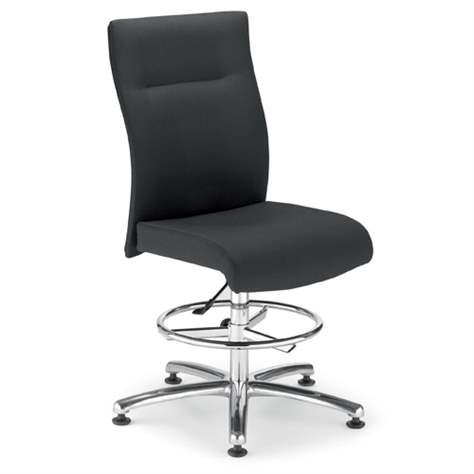 Scaun de lucru laborator și atelier ergonomic rotativ NEO, model Top, cu suport picioare, material textil - neagră - Nowy Styl Group