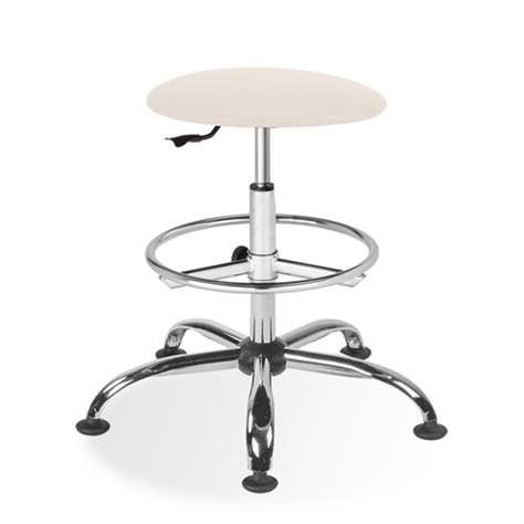 Labor-Arbeitshocker GOLIAT, hoch, mit Fußring, Kunstleder elfenbein. - Nowy Styl Group
