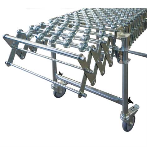 Gravitační dopravník s ocelovými kladičkami, roztažitelný, šířka 500 mm, délka 1160-4240 mm