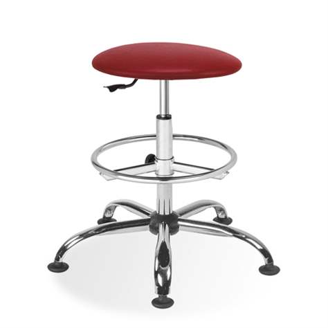 Taburet de lucru atelier ergonomic rotativ tip taburet laborator GOLIAT, înalt, cu suport picioare, material textil roșu - Nowy Styl Group