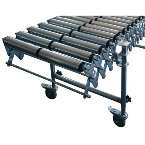 Scherenbahn mit Stahlrollen, mit variablem Bahnverlauf, Breite 500 mm, Länge 1700-4240 mm