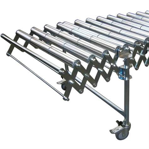 Scherenbahn mit Stahlrollen, mit variablem Bahnverlauf, Breite 800 mm, Länge 1100-2680 mm