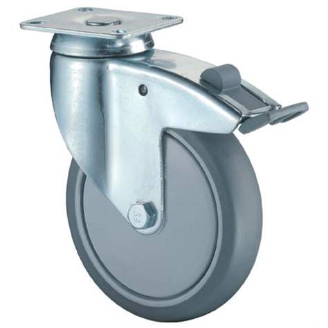 Apparate-Lenkrolle mit Feststeller, Durchm. 150 mm, mit Platte, Traglast 100 kg