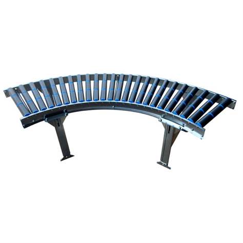 Rollenbahn mit Kunststoffrollen, Breite 300 mm, Achsabstand 100 mm, Kurve 90° - innen Durchmesser 800 mm