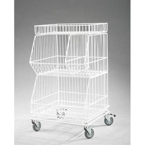 Coș stivuibil din sârmă - modul superior, lățime 450 mm, alb - imagine3