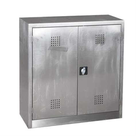 Chemická skříň z nerezu, 1 podlahová a 2 policové záchytné vany, v x š x h: 1040x1000x435 mm - Malow - obrázek3