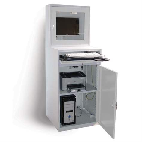 Computer-Schrank für LCD Monitore, Gesamtmaße (HxBxT): 1750x640x630 mm, Grau RAL7035 - Malow - Bild3