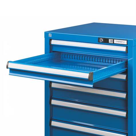 Werkbank, Buche Massiv-Arbeitsplatte 1500 x 700 mm, 3 x Schubladen, Farbe blau RAL5012 - Polak CZ, s.r.o. - Bild9