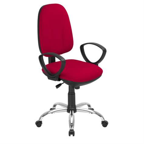 Bürodrehstuhl PEGAZ, ergonomisch, mit Armlehnen, Fußkreuz verchromt, Bezugsmaterial Basic - rot - Nowy Styl Group