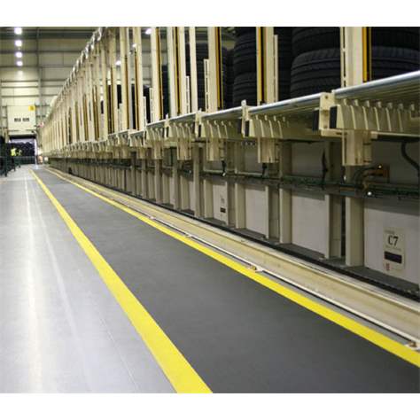 Industrie-Arbeitsplatzmatte Orthomat, Meterware 0,9 x lm, Schwarz mit gelbem Rand, Kieselstein-Optik - COBA Europe GmbH - Bild6