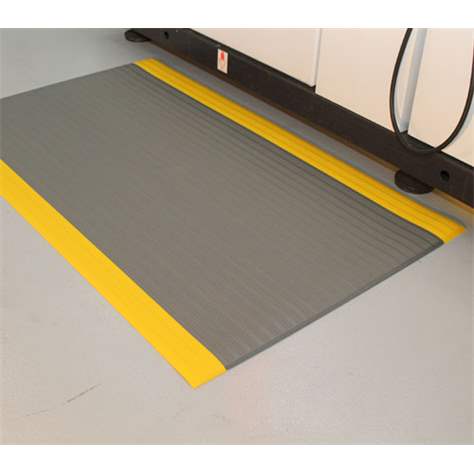 Industrie-Arbeitsplatzmatte Orthomat, Meterware 0,9 x lm, Grau mit gelbem Rand, gerippte Oberfläche - COBA Europe GmbH - Bild3