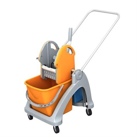 Einfachfahreimer inkl. Profi-Mopp-Presse, Kunststofffahrgestell