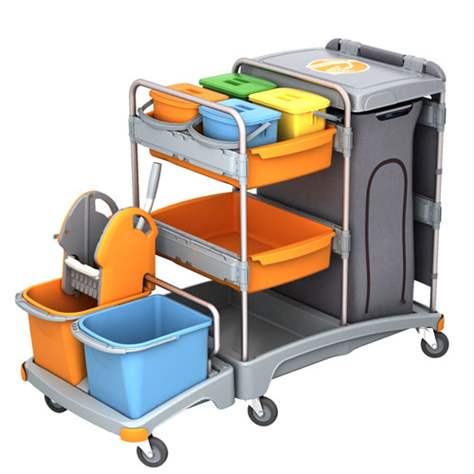 Profi-Reinigungswagen XXL inkl. Profi-Mopp-Presse, Kunststofffahrgestell