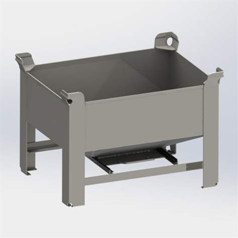 Stapelbehälter mit Trichter, 800x600 mm, Traglast 750 kg, feuerverzinkt